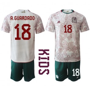 Mexiko Andres Guardado #18 Dětské Venkovní dres komplet MS 2022 Krátký Rukáv (+ trenýrky)